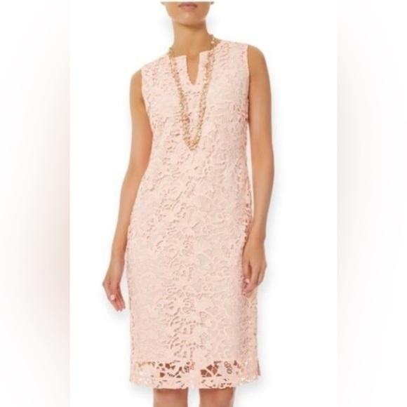 Ming Wang Floral Lace Sheath Dress Pink Size M NWT! - Picture 1 of 4